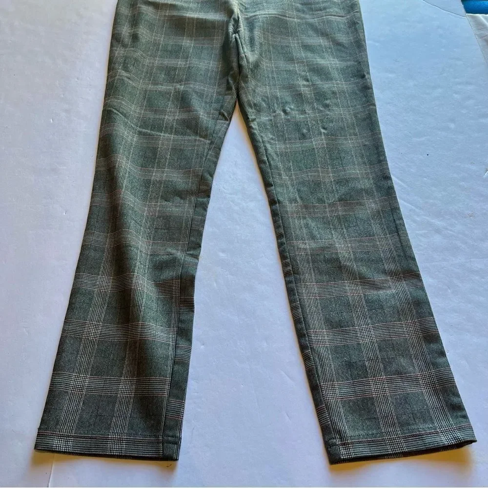 Tommy Hilfiger Women's Plaid Pants Gray with Red Stripe Slip On Size 10
